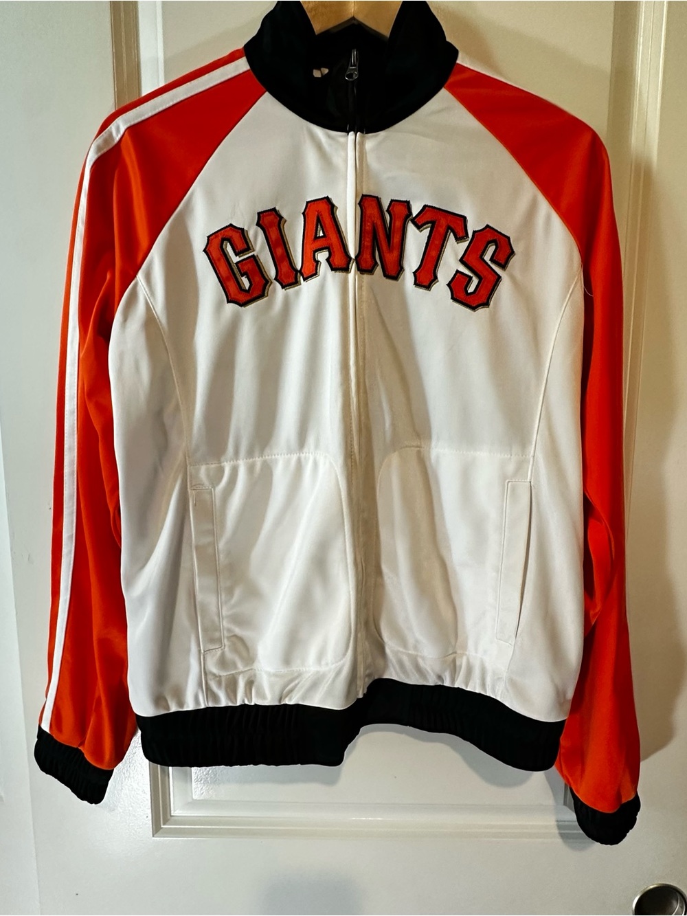 GIANTS White and Orange Varsity Track Jacket by